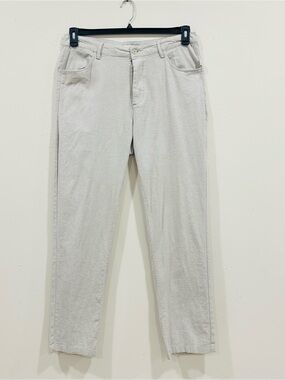 Onia Men's Grey  Stretch Flat Front Mid Rise Linen Chino Pants Size 34